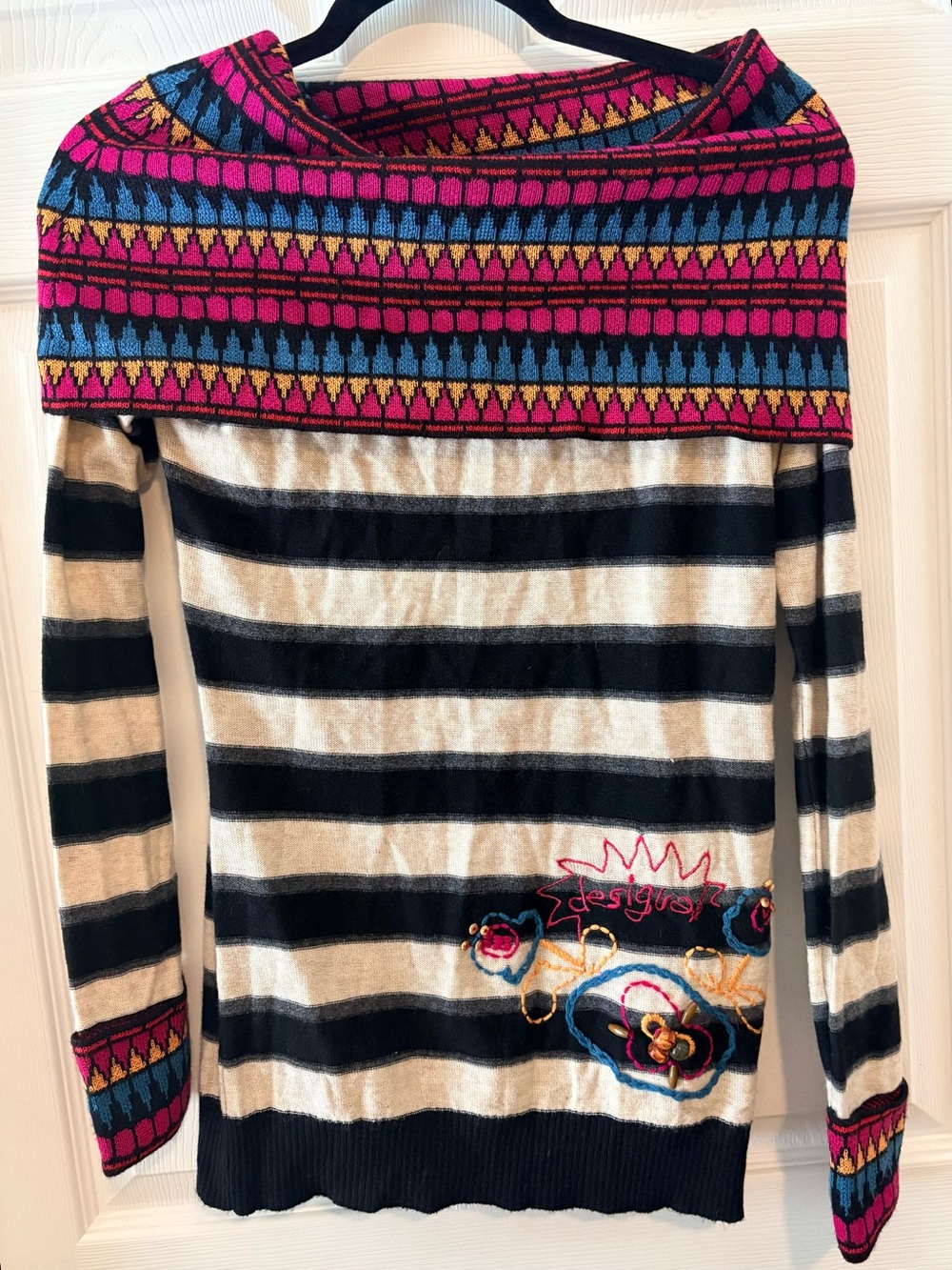 Desigual sweater with beads - desigual rainbow